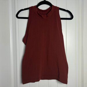 Athleta Ribbed High Neck Athletic Sleeveless Tank Top Burnt Orange Womens Large